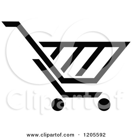 Clipart of a Black and White Shopping Cart Icon 13 - Royalty Free Vector Illustration by Vector Tradition SM
