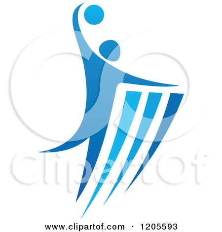 Clipart of a Blue Man Playing Basketball - Royalty Free Vector Illustration by Vector Tradition SM