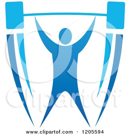 Clipart of a Blue Man Weight Lifting - Royalty Free Vector Illustration by Vector Tradition SM