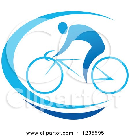 Clipart of a Blue Man Riding a Bicycle - Royalty Free Vector Illustration by Vector Tradition SM