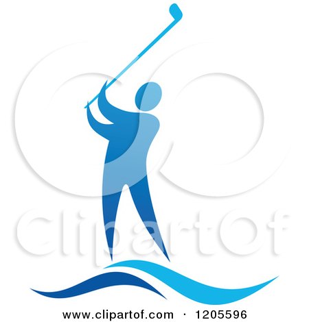 Clipart of a Blue Man Golfing - Royalty Free Vector Illustration by Vector Tradition SM