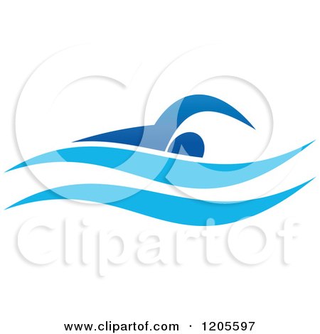 Clipart of a Blue Man Swimming - Royalty Free Vector Illustration by Vector Tradition SM