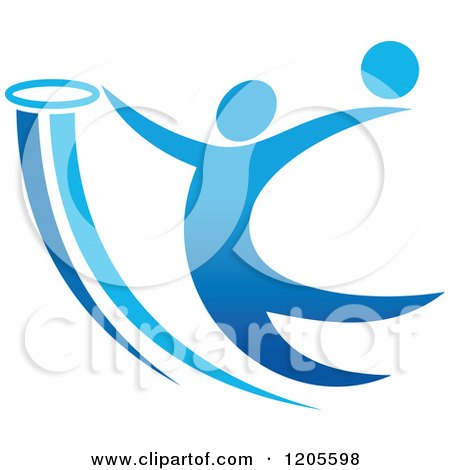 Clipart of a Blue Man Playing Basketball 2 - Royalty Free Vector Illustration by Vector Tradition SM