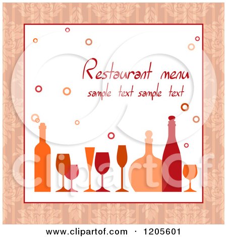 Clipart of a Menu Cover with Wine Glasses and Bottles and Sample Text - Royalty Free Vector Illustration by Vector Tradition SM