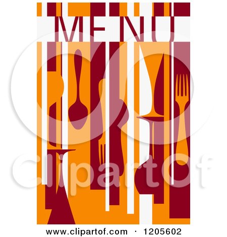 Clipart of a Maroon White and Orange Menu Cover with Cutler7 - Royalty Free Vector Illustration by Vector Tradition SM