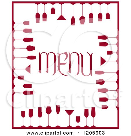 Clipart of a Red and White Menu Cover with Wine Glasses - Royalty Free Vector Illustration by Vector Tradition SM