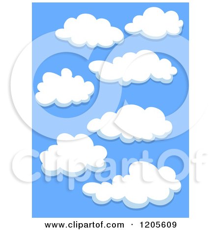 Clipart of a Blue Sky and Puffy White Clouds - Royalty Free Vector Illustration by Vector Tradition SM