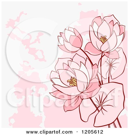 Clipart of Pink Flowers and Grunge - Royalty Free Vector Illustration by Vector Tradition SM