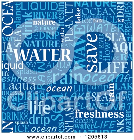 Clipart of a Seamless Blue Water Word Collage - Royalty Free Vector Illustration by Vector Tradition SM