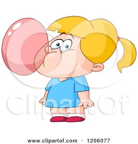 cartoon girl blowing bubbles