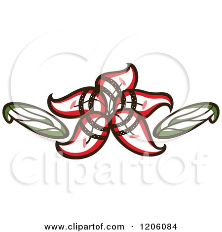 Clipart of a Beautiful Red Lily Flower with a Spiral and Leaves - Royalty Free Vector Illustration by Cherie Reve