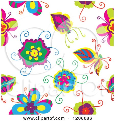 Clipart of a Seamless Colorful Flower Pattern - Royalty Free Vector Illustration by Cherie Reve