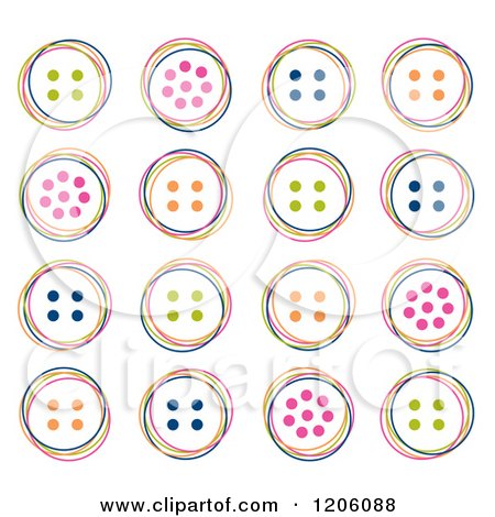 Clipart of a Seamless Colorful Sketched Button Pattern - Royalty Free Vector Illustration by Cherie Reve