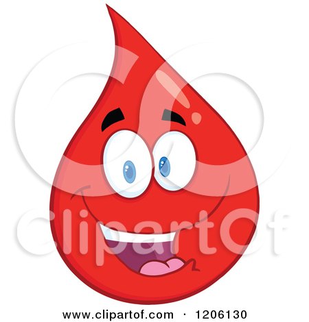 Cartoon of a Happy Blood or Hot Water Drop - Royalty Free Vector Clipart by Hit Toon