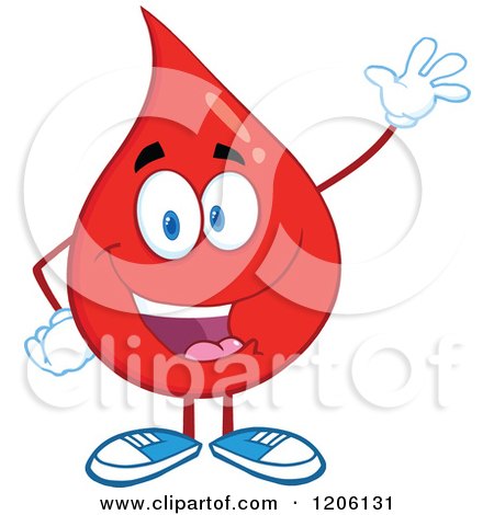 Cartoon of a Happy Blood or Hot Water Drop Waving - Royalty Free Vector Clipart by Hit Toon