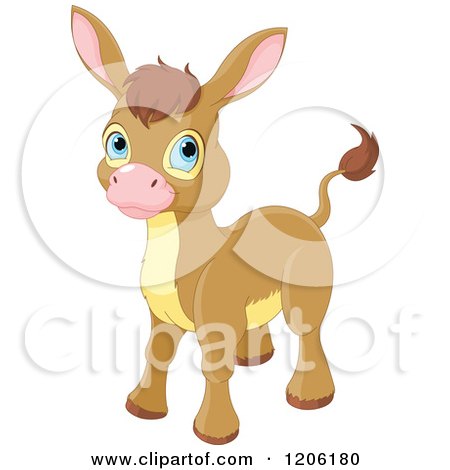 Cartoon of a Cute Baby Donkey with Blue Eyes - Royalty Free Vector Clipart by Pushkin