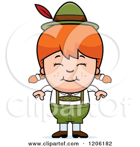 Cartoon of a Happy Red Haired Oktoberfest German Girl - Royalty Free Vector Clipart by Cory Thoman