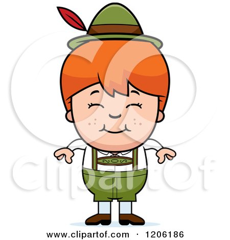 Cartoon of a Happy Red Haired Oktoberfest German Boy - Royalty Free Vector Clipart by Cory Thoman