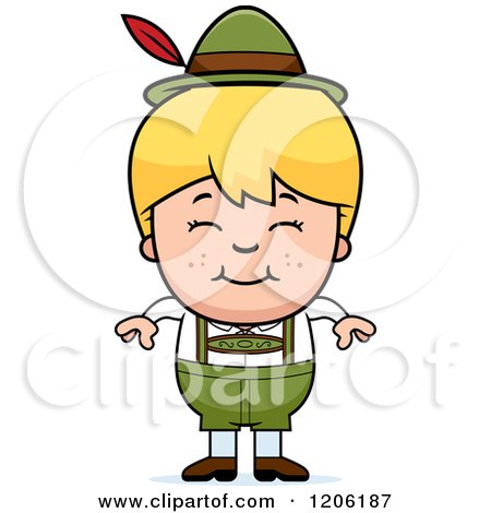 Cartoon of a Happy Blond Oktoberfest German Boy - Royalty Free Vector Clipart by Cory Thoman