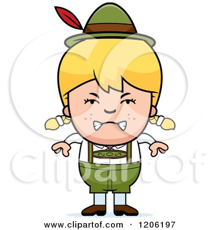 Cartoon of a Mad Blond Oktoberfest German Girl - Royalty Free Vector Clipart by Cory Thoman