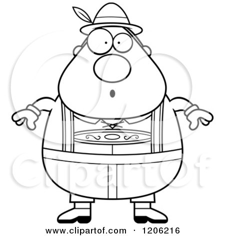 Cartoon of a Black and White Surprised Chubby Oktoberfest German Man - Royalty Free Vector Clipart by Cory Thoman