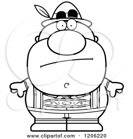 Cartoon of a Black and White Bored Short Oktoberfest German Man - Royalty Free Vector Clipart by Cory Thoman
