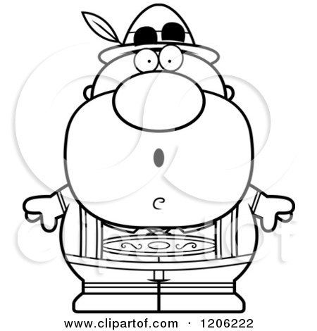 Cartoon of a Black and White Surprised Short Oktoberfest German Man - Royalty Free Vector Clipart by Cory Thoman