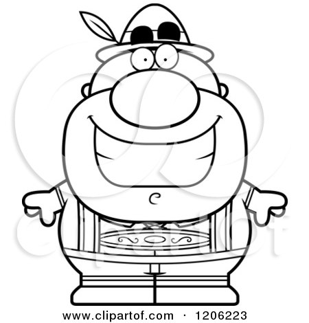 Cartoon of a Black and White Happy Short Oktoberfest German Man - Royalty Free Vector Clipart by Cory Thoman