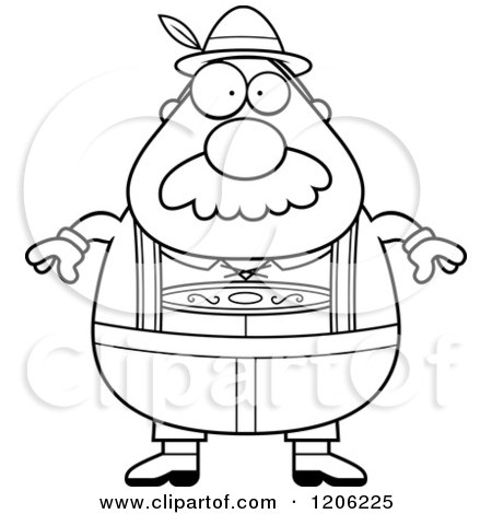 Cartoon of a Black and White Chubby Oktoberfest German Man with a Mustache - Royalty Free Vector Clipart by Cory Thoman