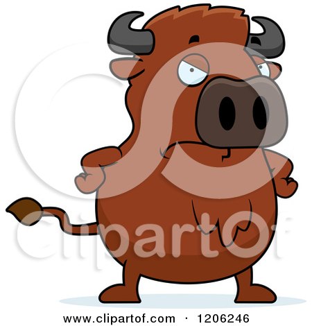 Cartoon of a Mad Chubby Buffalo - Royalty Free Vector Clipart by Cory Thoman