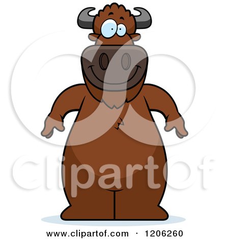 Cartoon of a Happy Standing Buffalo - Royalty Free Vector Clipart by Cory Thoman