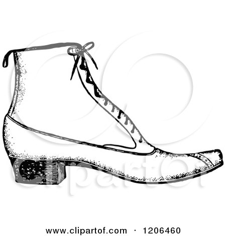 Clipart of a Vintage Black and White Ladies Shoe - Royalty Free Vector Illustration by Prawny Vintage