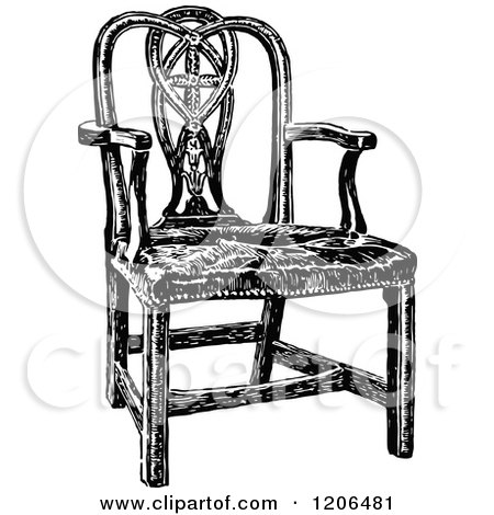 Clipart of Vintage Black and White Washingtons Inauguration Chair - Royalty Free Vector Illustration by Prawny Vintage