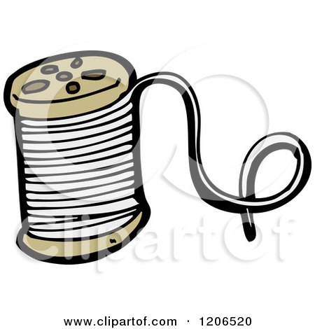 Cartoon of a Spool of Thread - Royalty Free Vector Illustration by lineartestpilot