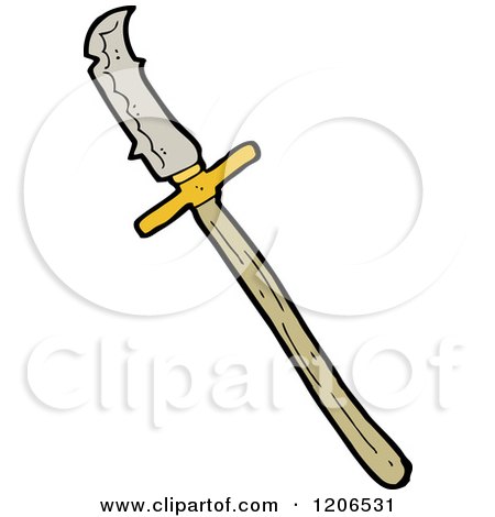 Cartoon of a Long Handled Knife - Royalty Free Vector Illustration by lineartestpilot