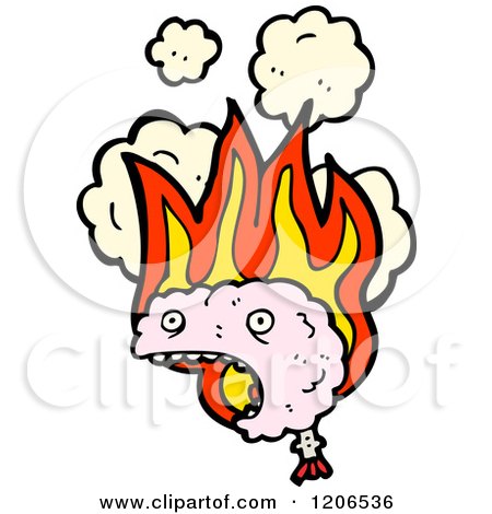 Cartoon of a Burning Brain - Royalty Free Vector Illustration by lineartestpilot