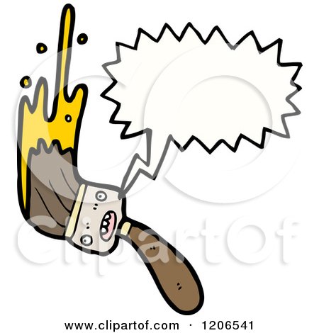 Cartoon of a Paintbrush Speaking - Royalty Free Vector Illustration by lineartestpilot