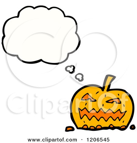 Cartoon of a Thinking Jack-o-Lantern - Royalty Free Vector Illustration by lineartestpilot