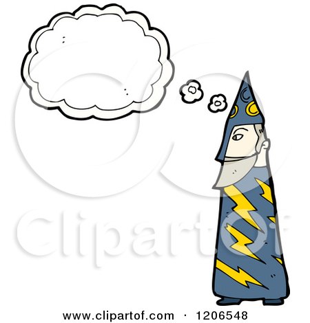 Cartoon of a Thinking Wizard - Royalty Free Vector Illustration by lineartestpilot