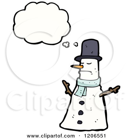 Cartoon of a Thinking Snowman - Royalty Free Vector Illustration by lineartestpilot