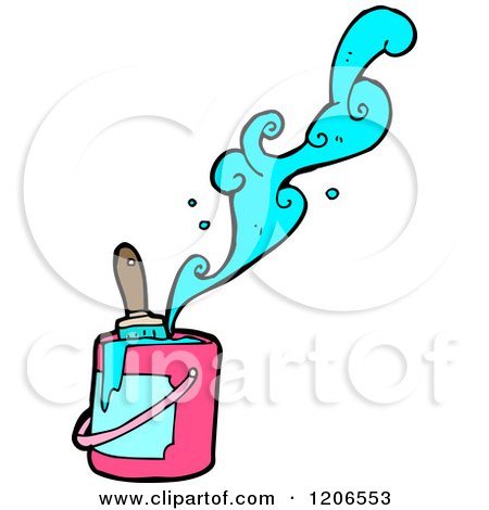 Cartoon of a Paint Can and Brush - Royalty Free Vector Illustration by lineartestpilot