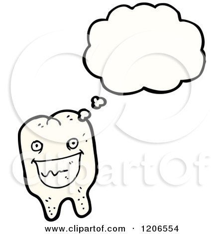 Cartoon of a Tooth Thinking - Royalty Free Vector Illustration by lineartestpilot