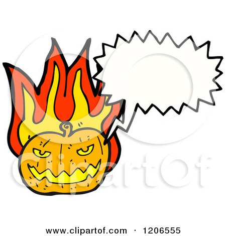 Cartoon of a Flaming Jack-O-Lantern Speaking - Royalty Free Vector Illustration by lineartestpilot
