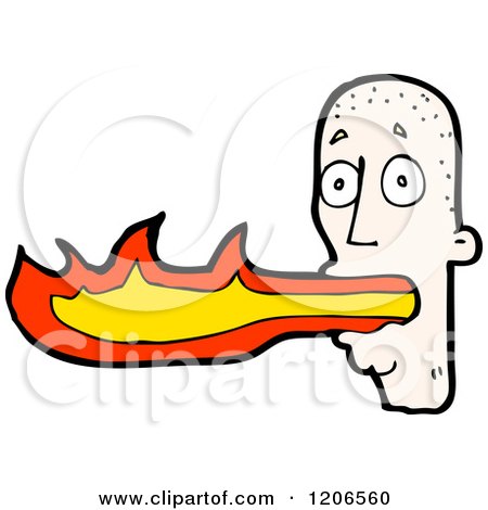 Cartoon of a Man Breathing Fire - Royalty Free Vector Illustration by lineartestpilot
