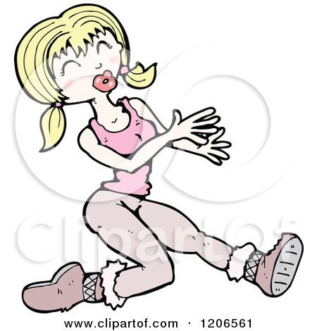 Cartoon of a Women Exercising - Royalty Free Vector Illustration by lineartestpilot