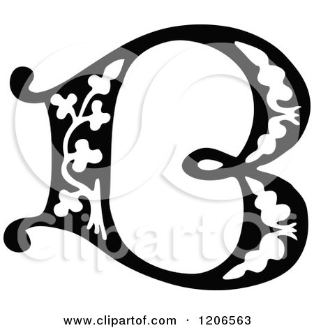 Clipart of a Vintage Black and White Monogram B Letter - Royalty Free Vector Illustration by Prawny Vintage