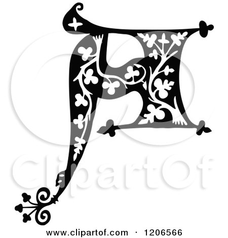 Clipart of a Vintage Black and White Monogram a Letter - Royalty Free Vector Illustration by Prawny Vintage