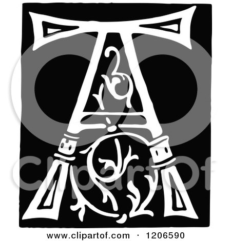 Clipart of a Vintage Black and White Monogram Letter a - Royalty Free Vector Illustration by Prawny Vintage