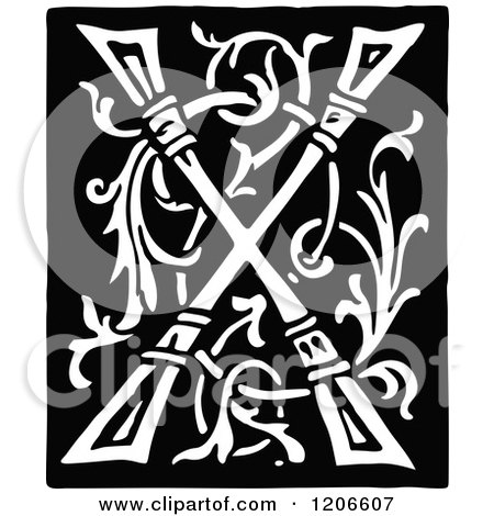 Clipart of a Vintage Black and White Monogram Letter X - Royalty Free Vector Illustration by Prawny Vintage