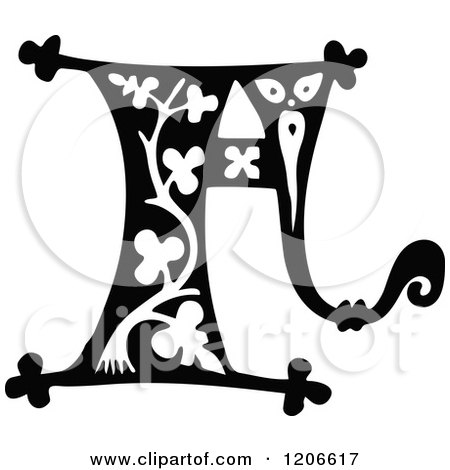 Clipart of a Vintage Black and White Monogram F Letter - Royalty Free Vector Illustration by Prawny Vintage